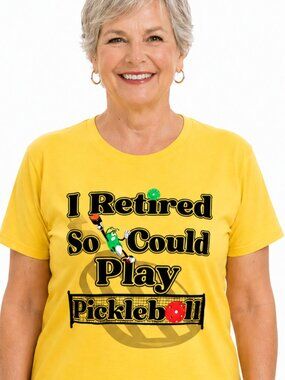 NWT large yellow cotton shirt.  Pickleball Paddle shirt . Retired Retiree
